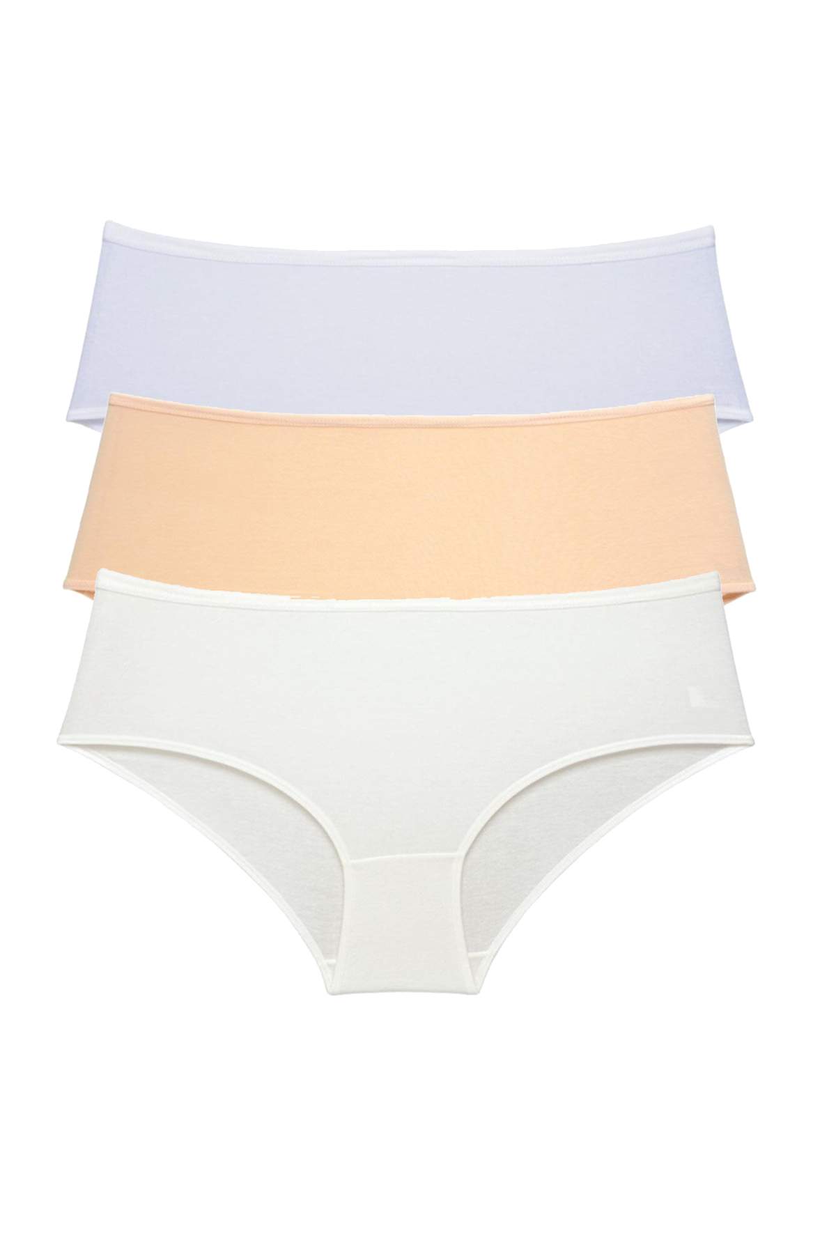 3Pcs Women High Waist Bato Panties White Skin Cream