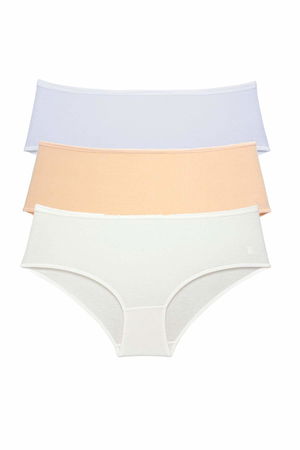 3Pcs Women High Waist Bato Panties White Skin Cream