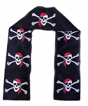 Black Color Pirate Printed Scarf Banner Decor 150x17 cm