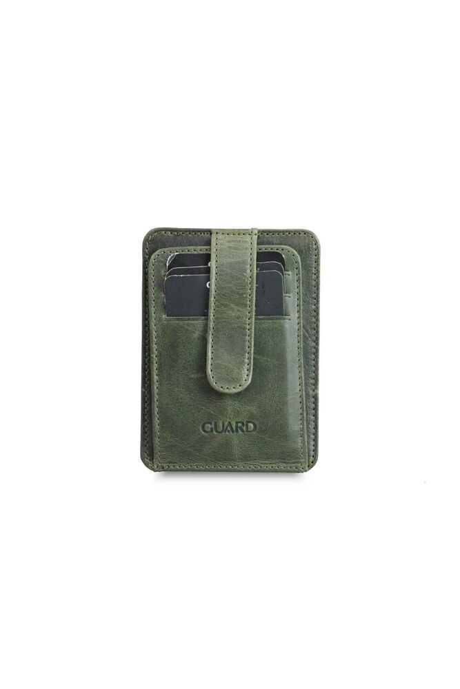 Vertical Crazy Green Leather Card Holder