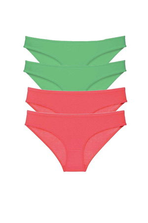 4pcs Eco Set Lycra Women Slip Panties Green Fuchsia