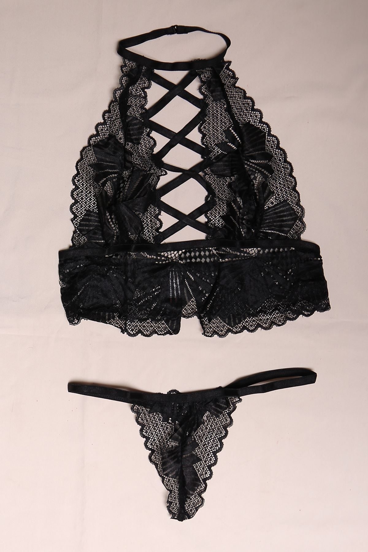 Rope Detailed Bralet Set Black