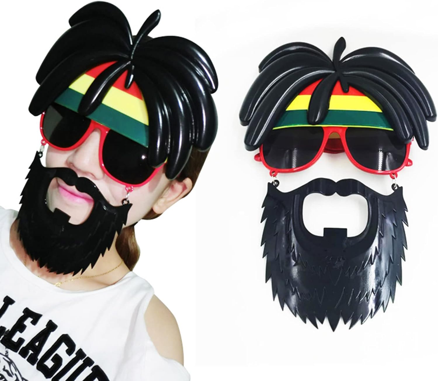 Rasta Wig Rasta Bearded Bob Marley Mustache Party Glasses 27x18 cm