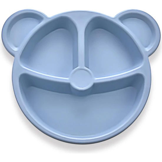 Cute Teddy Bear 3 Compartments Feeding Plate Tabldot - Blue