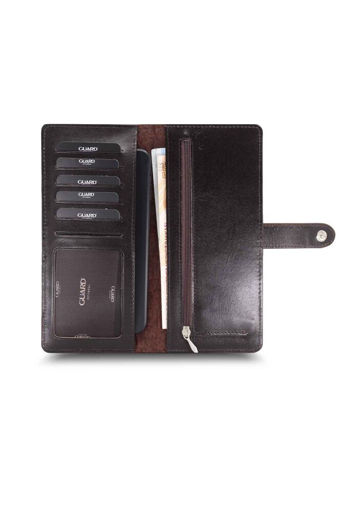 Large Croco Brown Leather Phone Wallet with Card and Money Slots