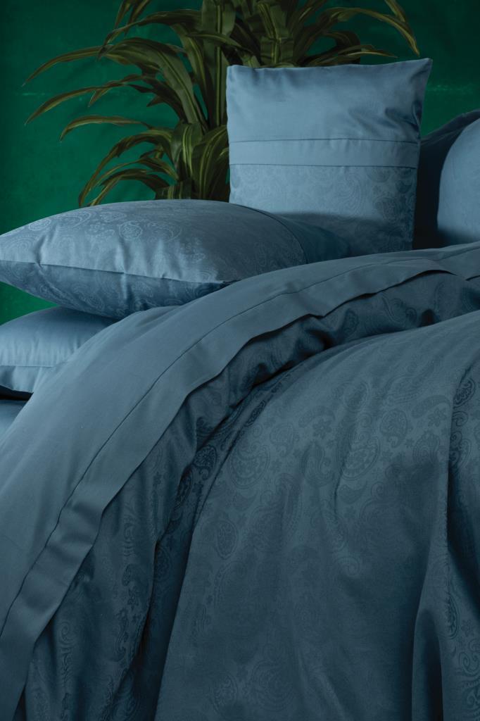 Double Jacquard Satin Duvet Cover Set Sante Petrol