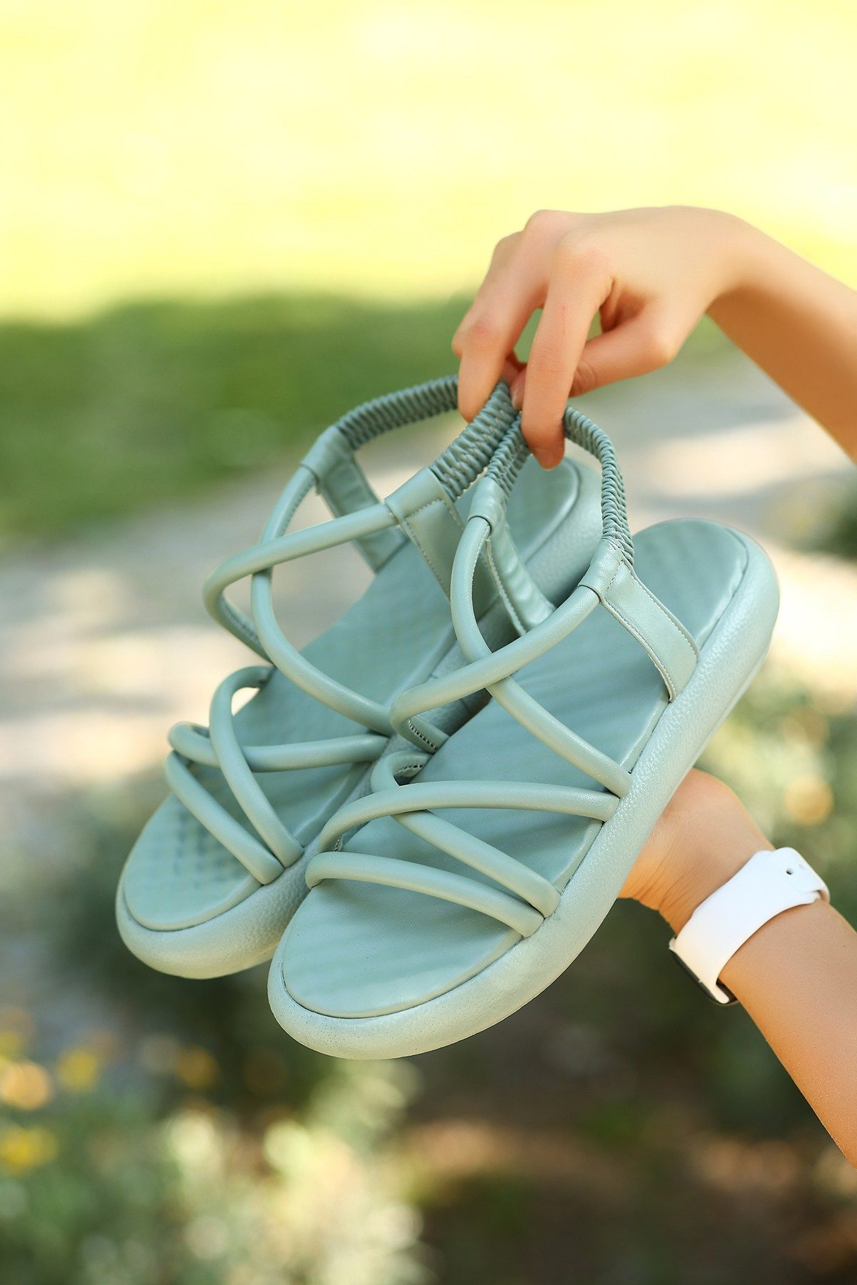 Mint Green Skin Sandals