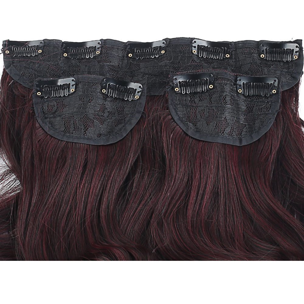 Kanekalon Fiber Synthetic Wavy Half Moon + 2 Side Hair Snaps / Dark Red