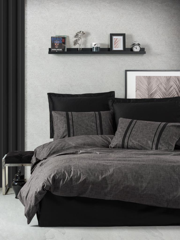 Double Duvet Cover Set Bihter Anthracite Black