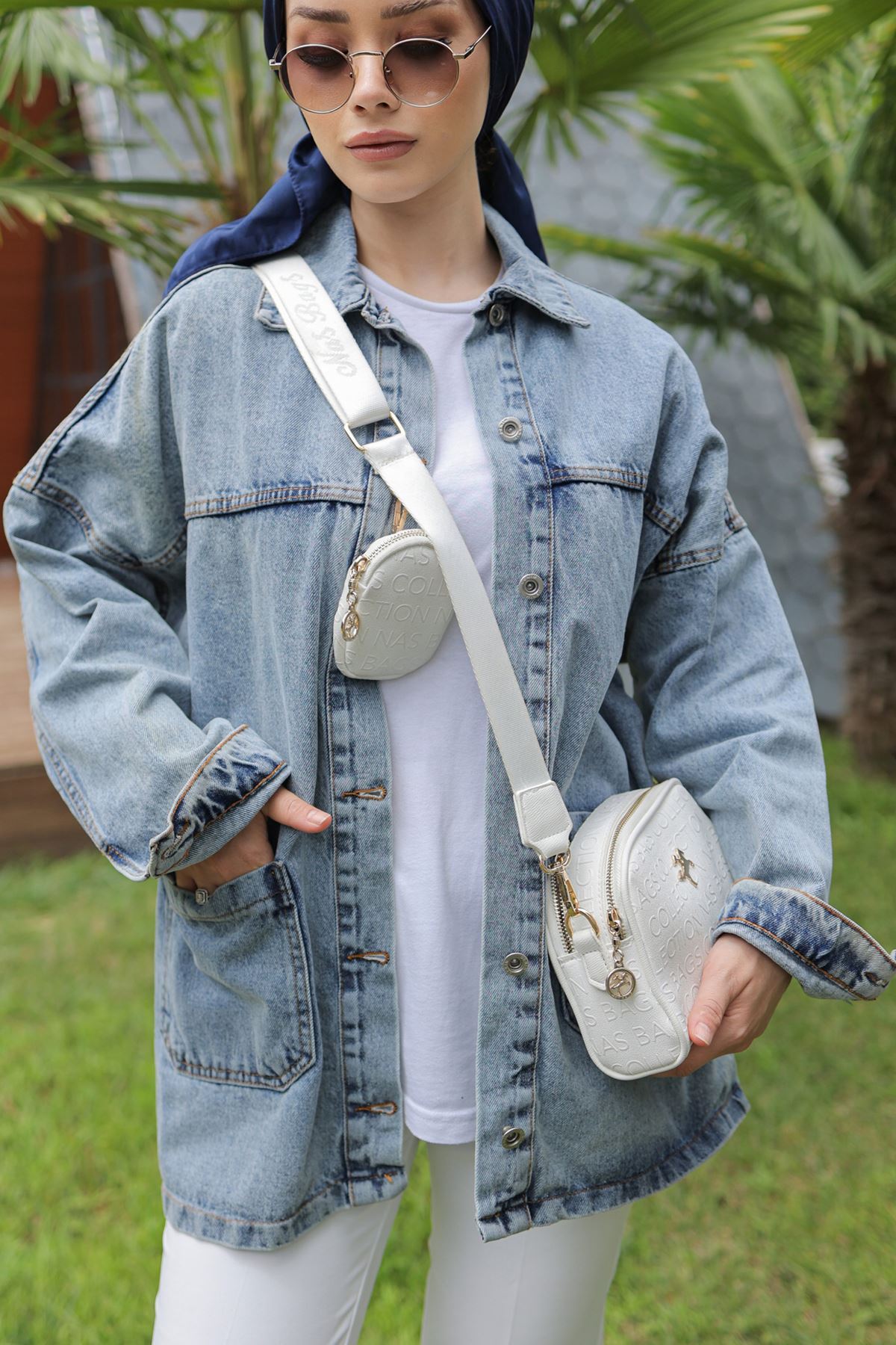 Jeans Jacket with Front Pockets Light Blue