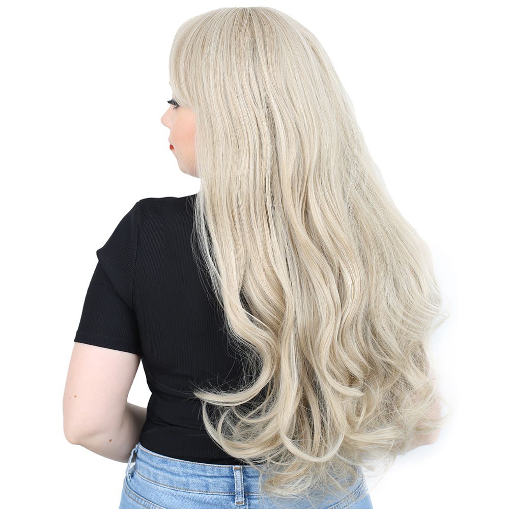 Long Wavy Kanekalon Fiber Synthetic Wig with Special Bangs / Balköpö / Platinum Highlights