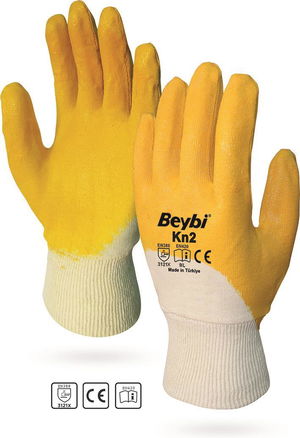 Beybi KN2 No:9 Yellow Nitrile Cotton Gloves