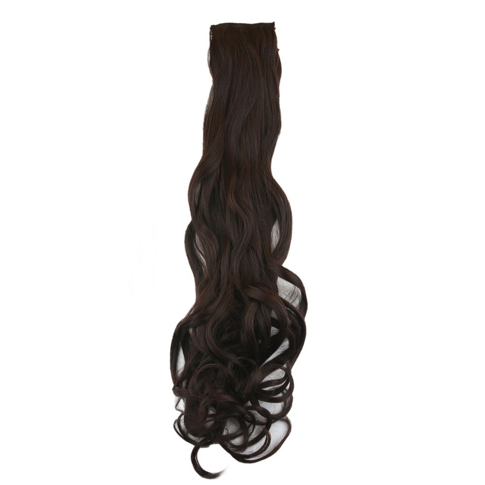 Kanekalon Fiber Synthetic Wavy 8 Piece Hair Snaps / Dark Brown