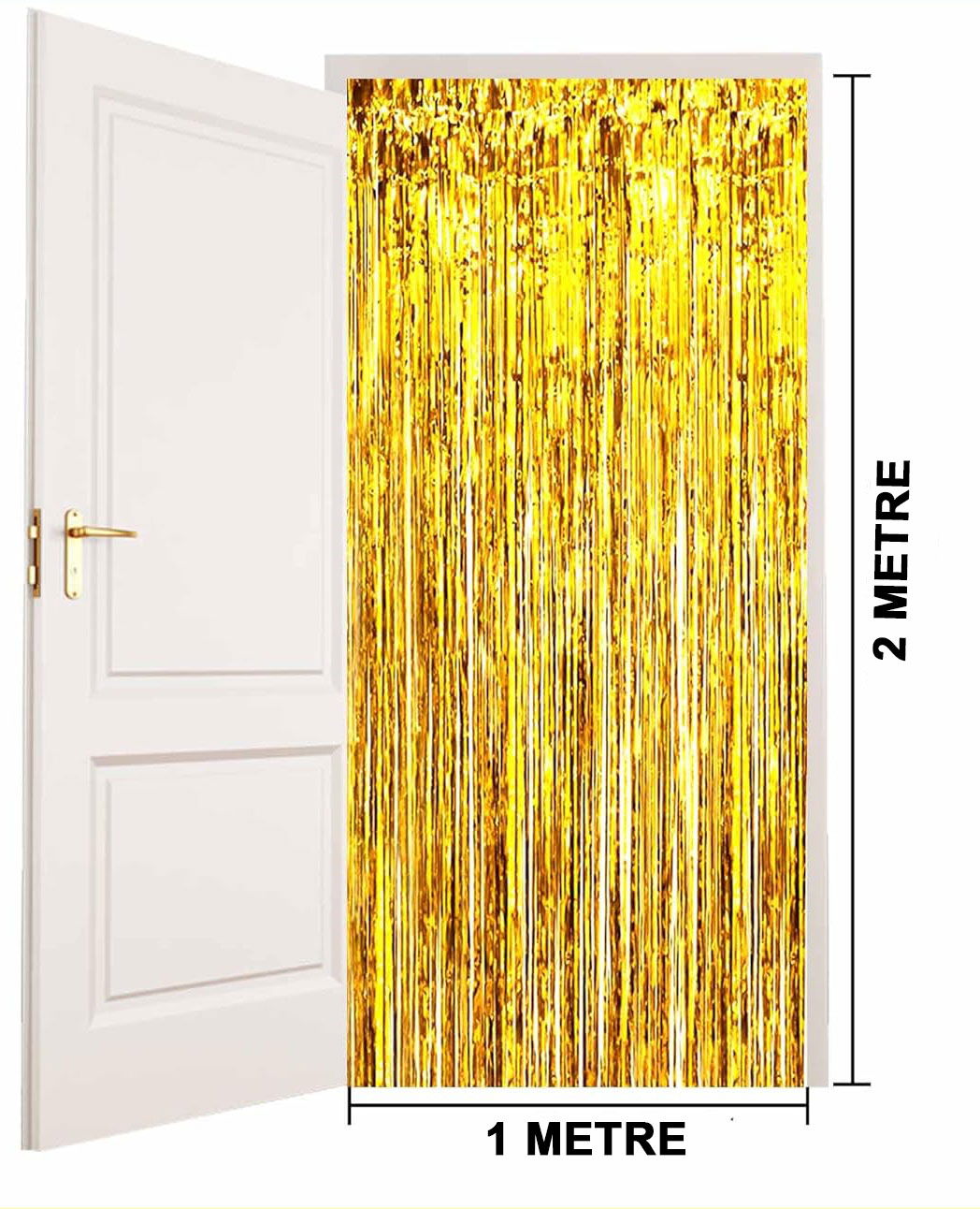 Gold Gold Color Extra Metalized Shiny Fringed Backdrop Curtain Imported A Quality 1x2 Meters