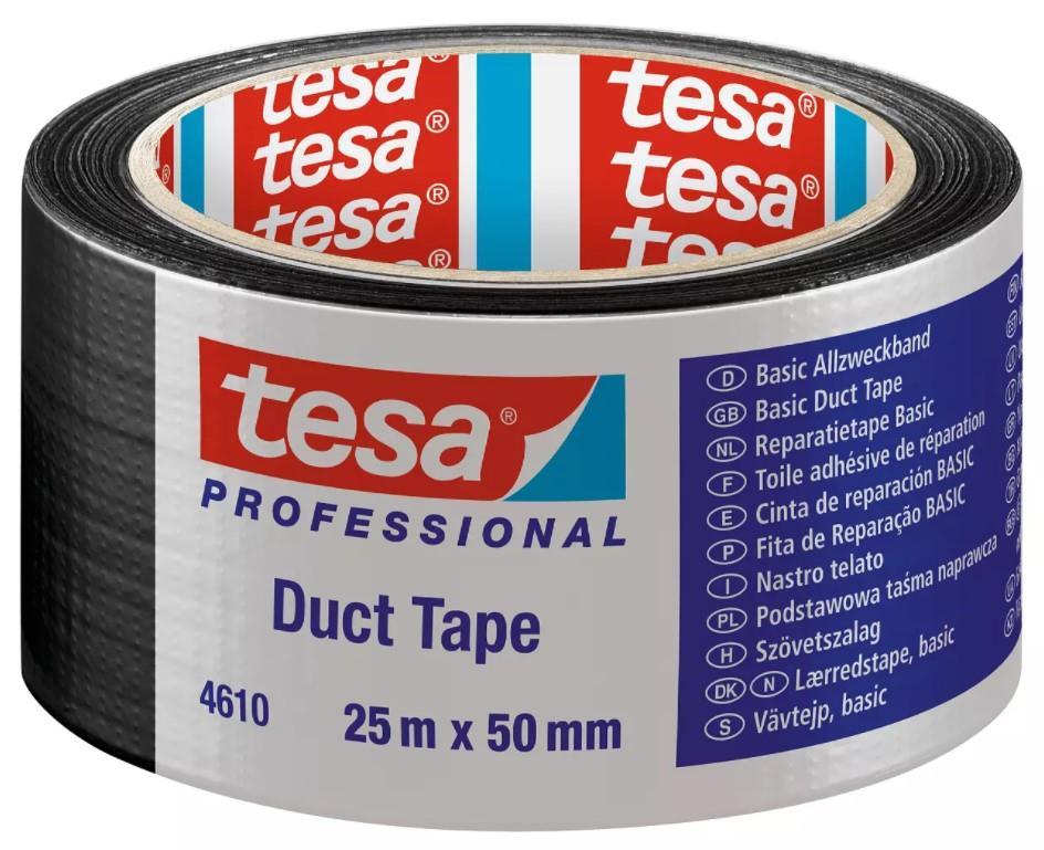 Tesa 4610 Duck Tape Black 50 mm 25 Meters