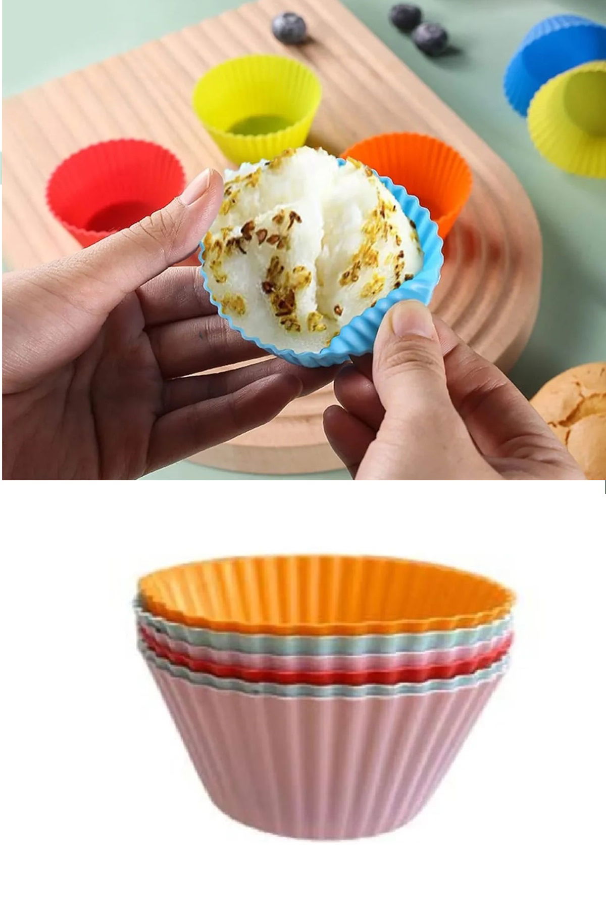 6 Pieces Washable Mini Serrated Muffin Mold- Ribbed Cake-Cupcake-Colorful Pastry Container