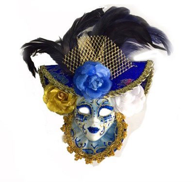 Decorative Ceramic Mask Blue Color with Roses