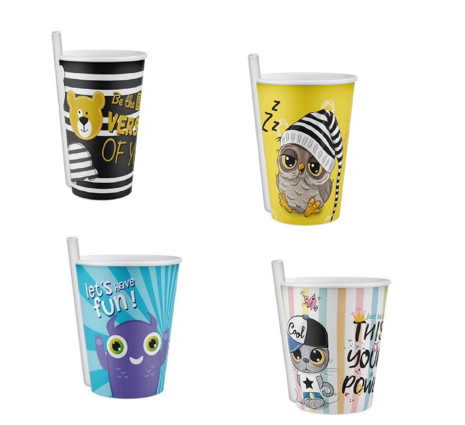 4 Piece Self Straw Cup 400 Ml