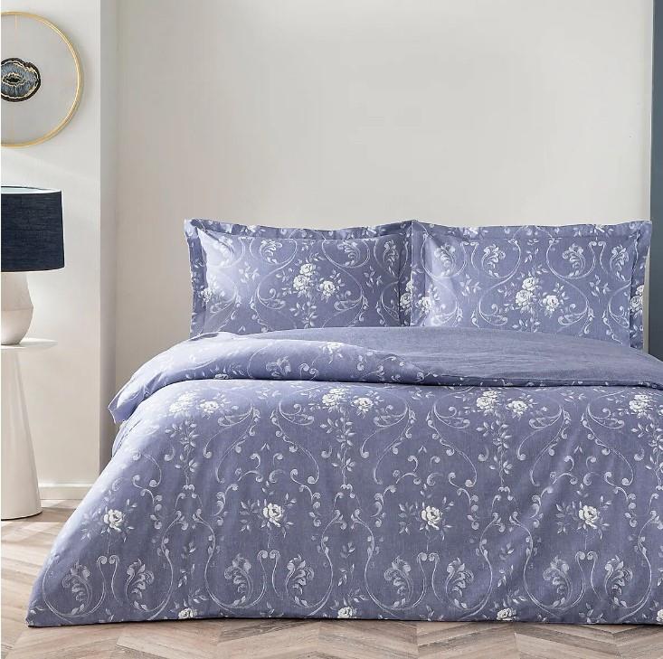 Double Satin Duvet Cover Jeanne Blue