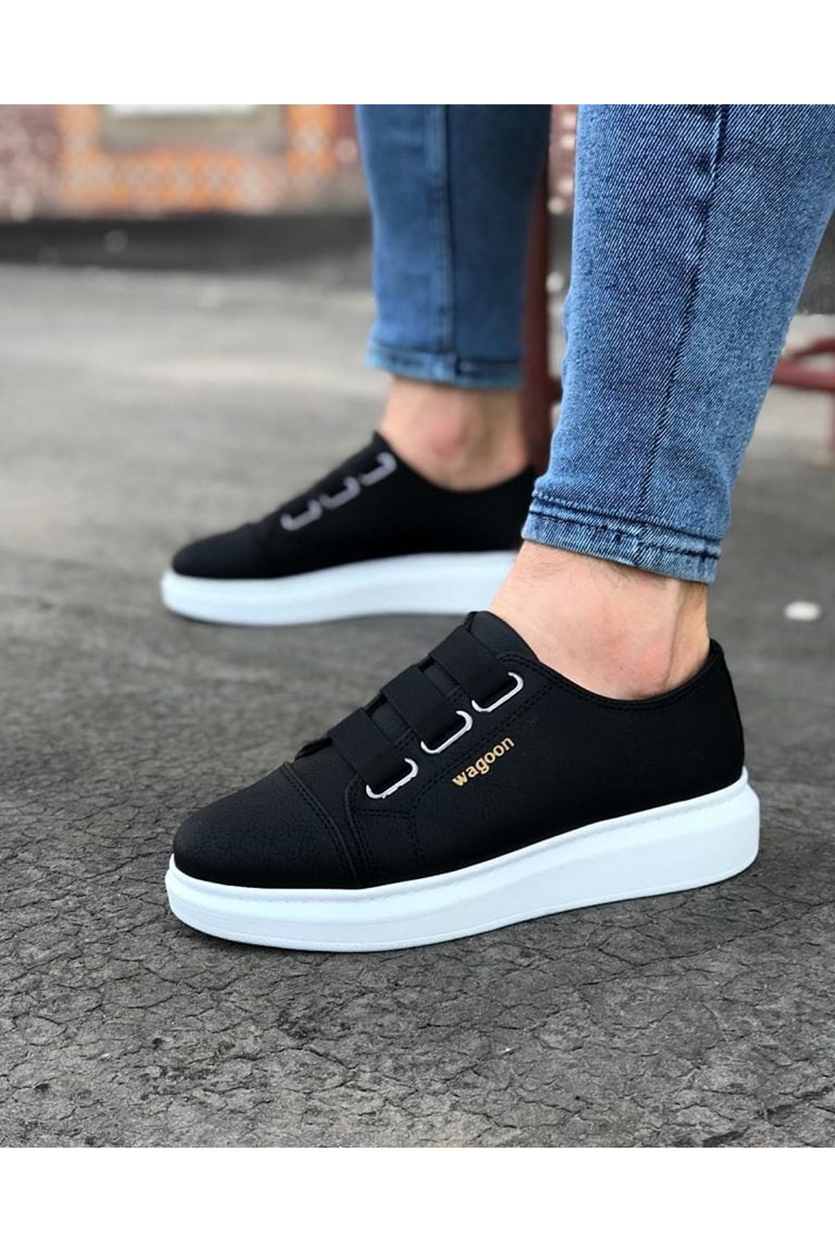 Black Thick Sole Casual Men's Shoes