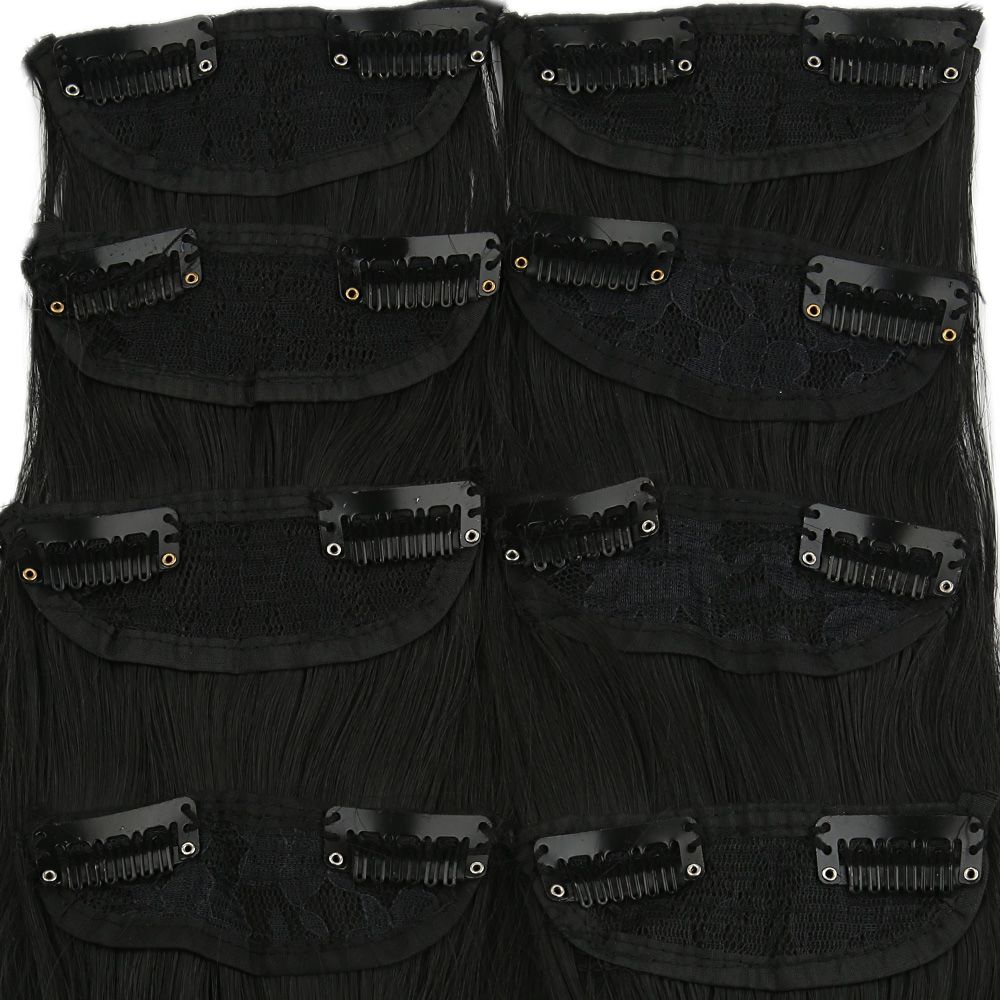 Kanekalon Fiber Synthetic Flat 8 Piece Hair Snaps /Black