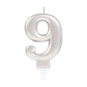 9 Digit Candle Silver Color