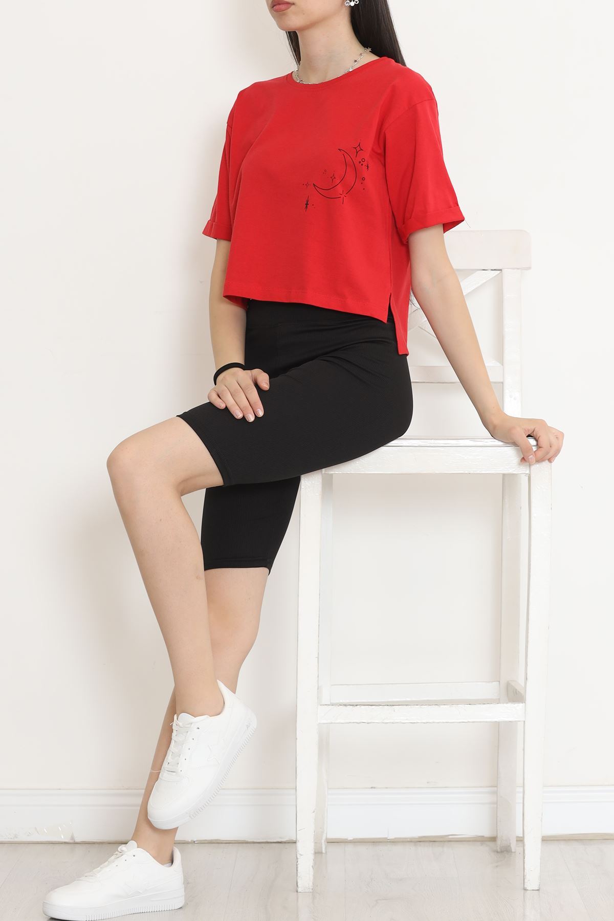 Printed Crop T-shirt Red