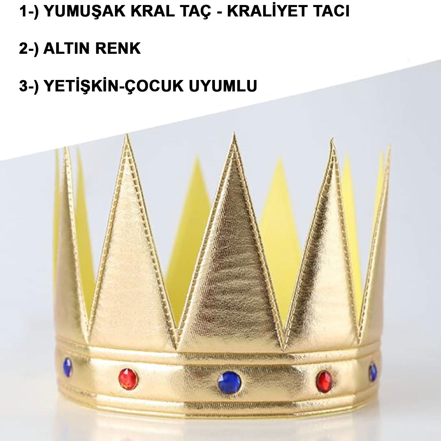 Gold Color Eva Soft King Royal Crown Adult Child Compatible 55 cm