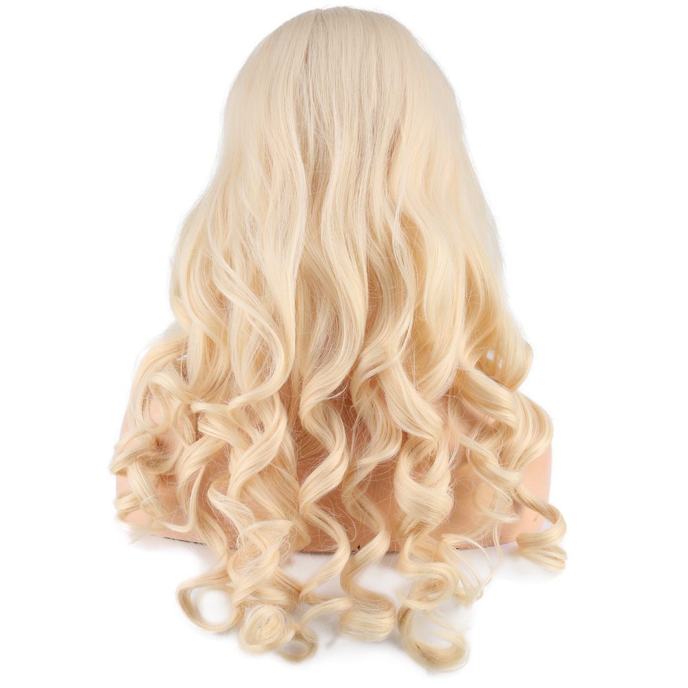 Long Kanekalon Fiber Synthetic Wig with Wavy Bangs / Platinum