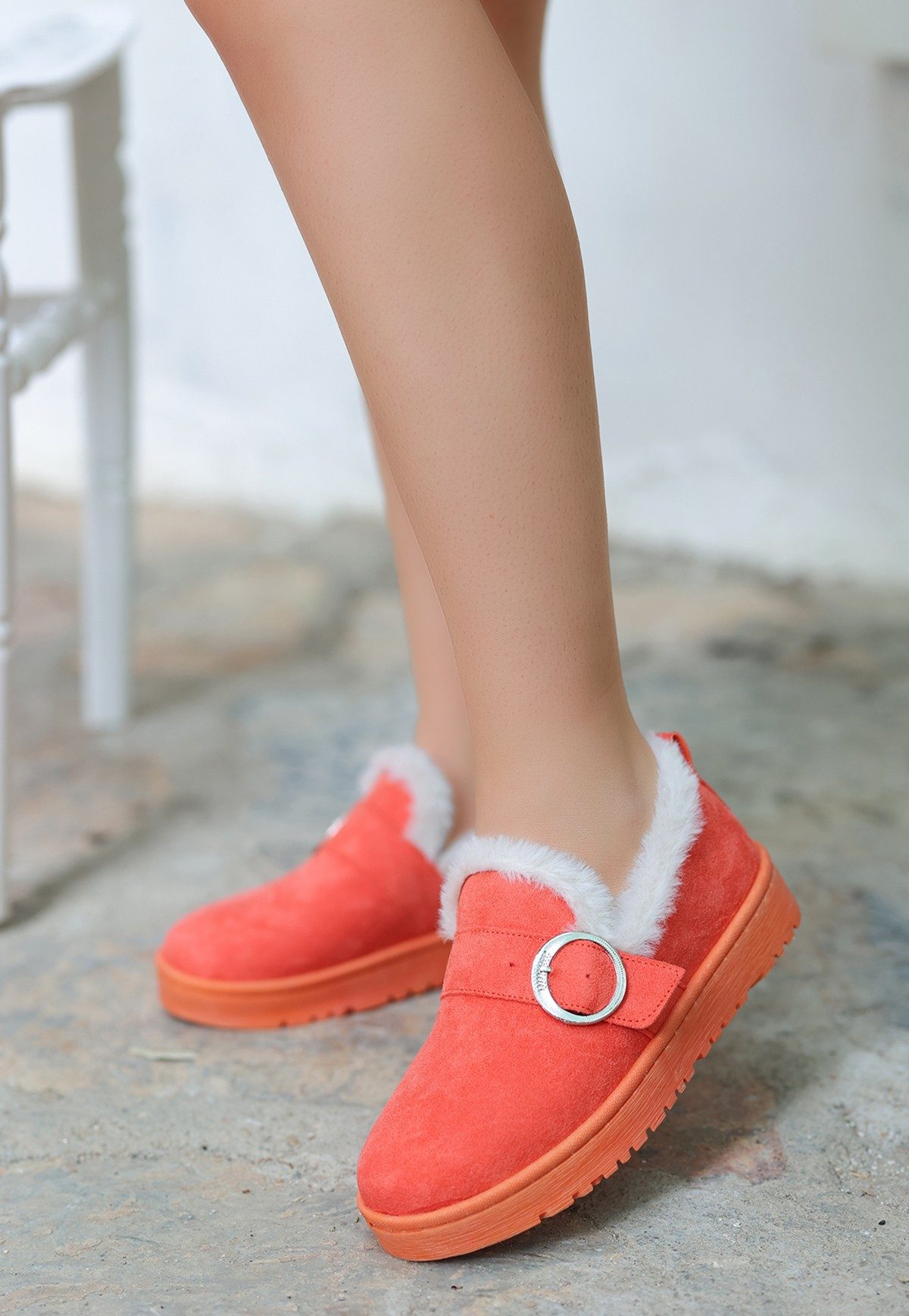 Orange Suede Babet Shoes