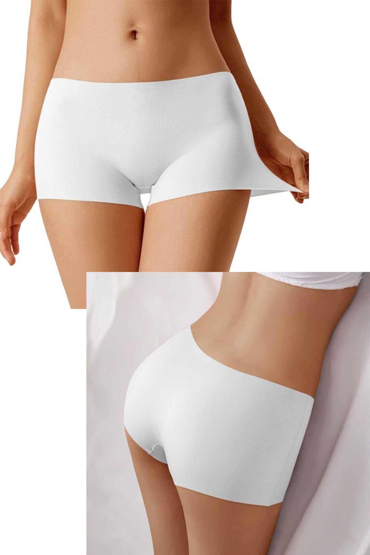 Women's Seamless Invisible Non-marking Mini Shorts Boxers White