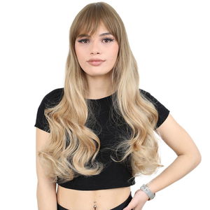 Long Wavy Kanekalon Fiber Synthetic Wig with Special Bangs / Auburn / Pumpkin Ombré