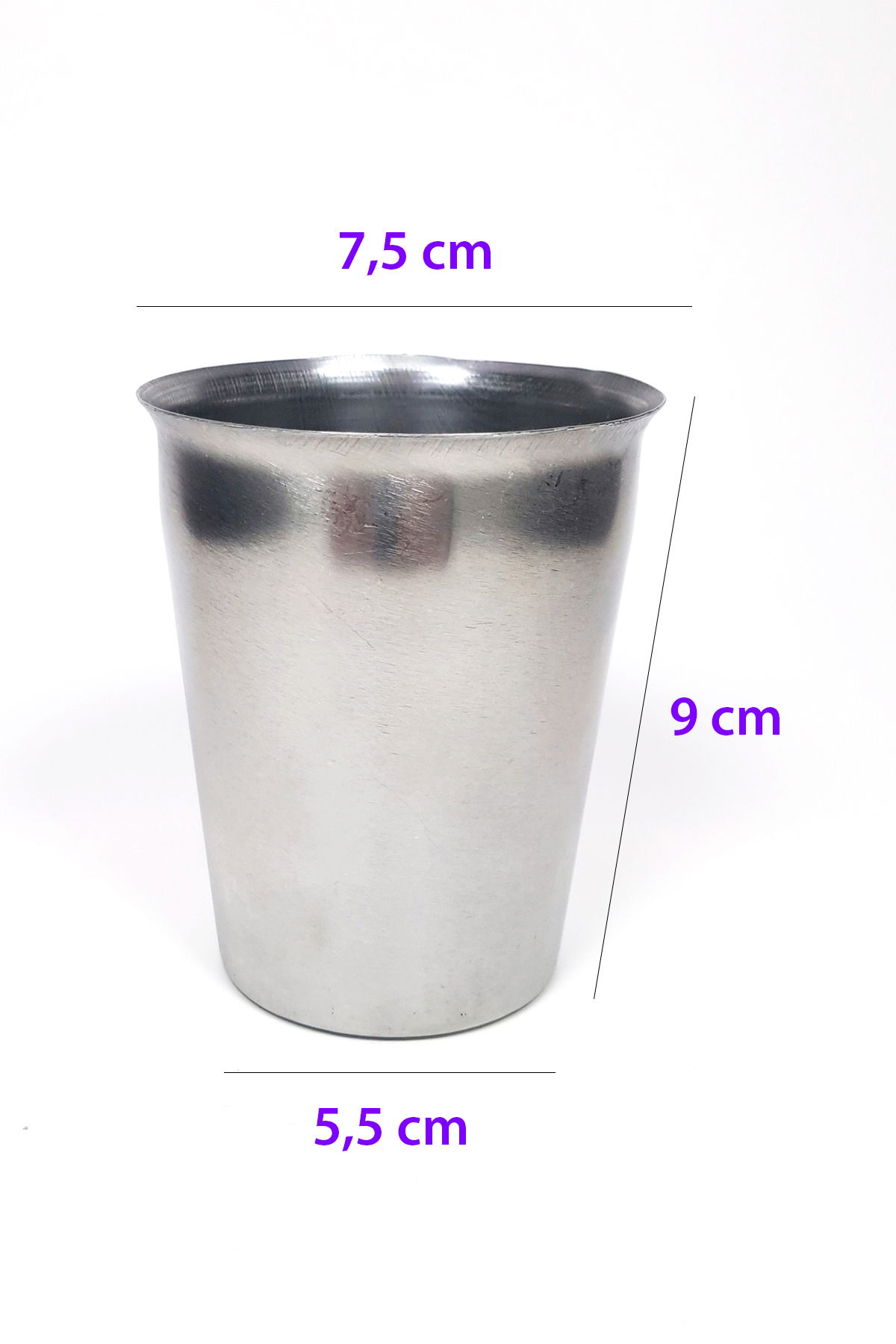 6 Pieces Stainless Steel Chrome Chrome Cup 9 x 7.5 x 5.5cm