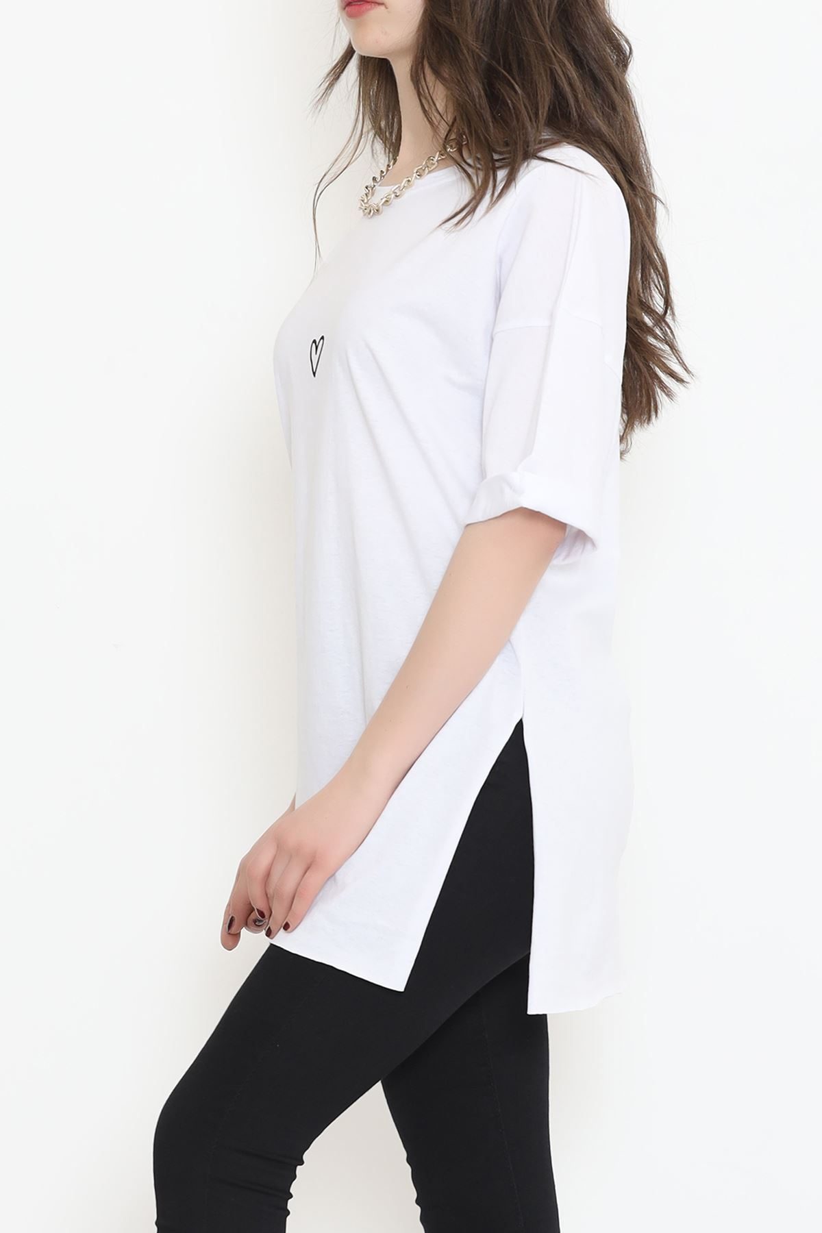 Double Sleeve Printed T-Shirt White-Black