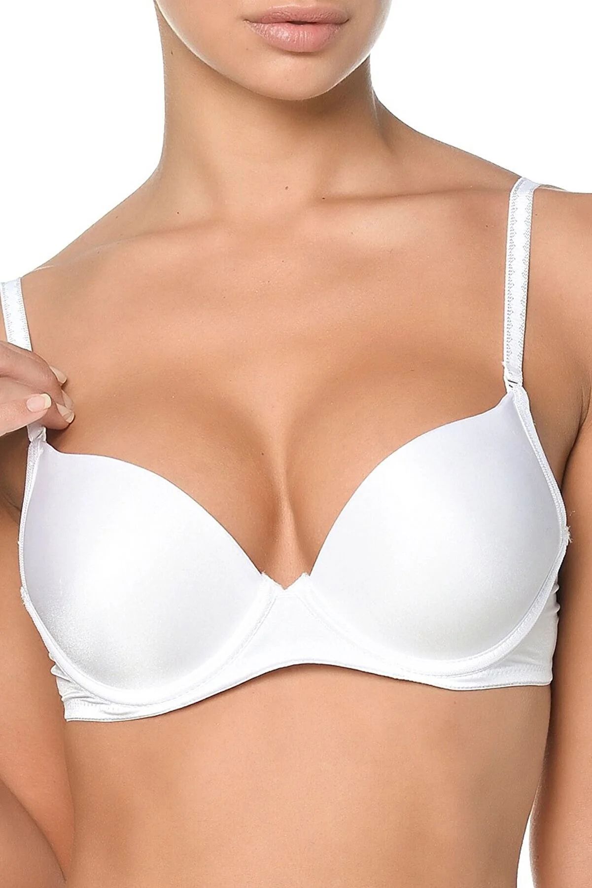 Women's White 2 Size Up Full Push-up Padded Magic Supported Bra Reina