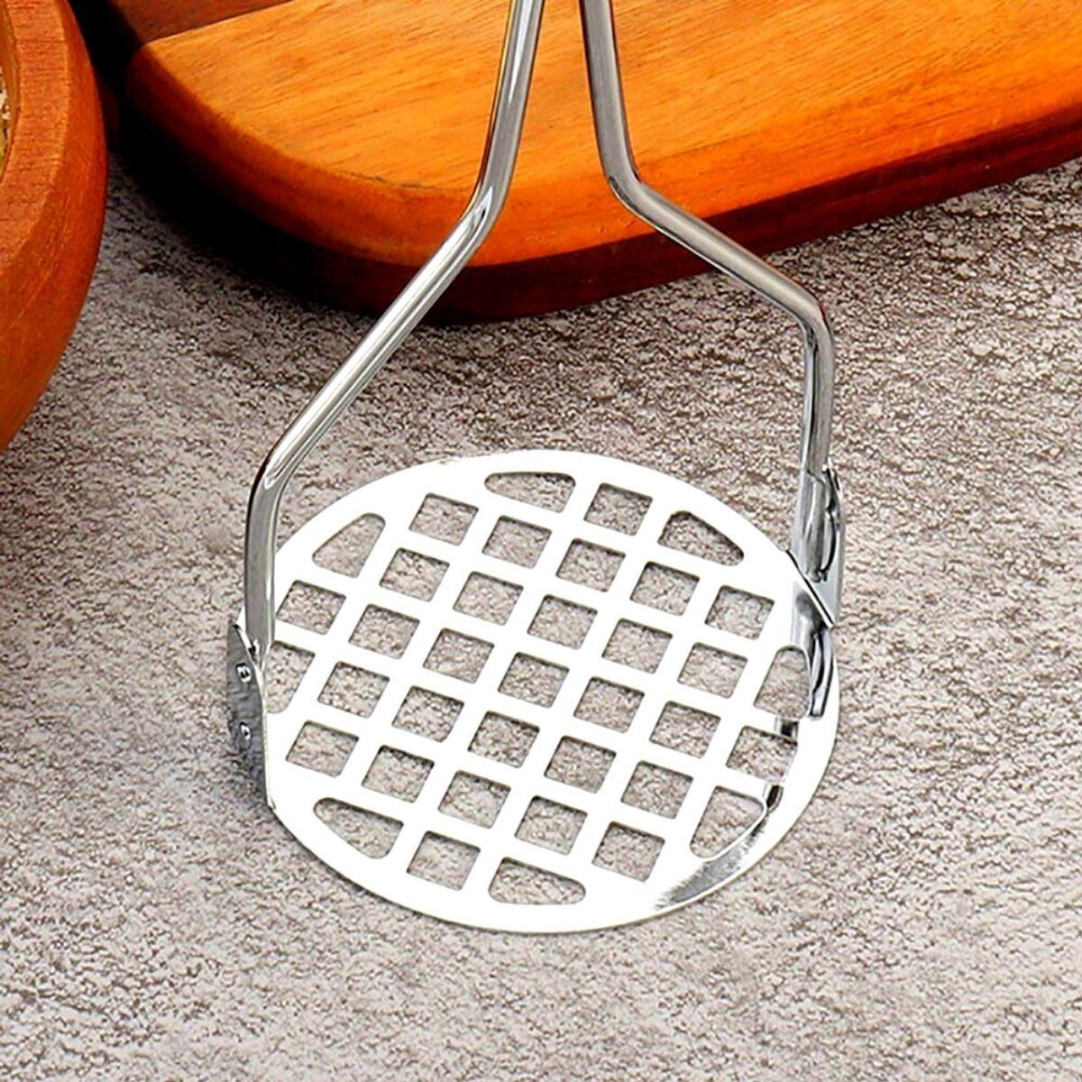 Stainless Metal Potato Masher Mash Maker with Colorful Plastic Handle