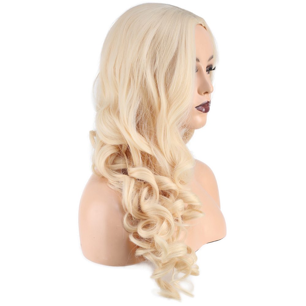 Long Kanekalon Fiber Synthetic Wig with Wavy Bangs / Platinum