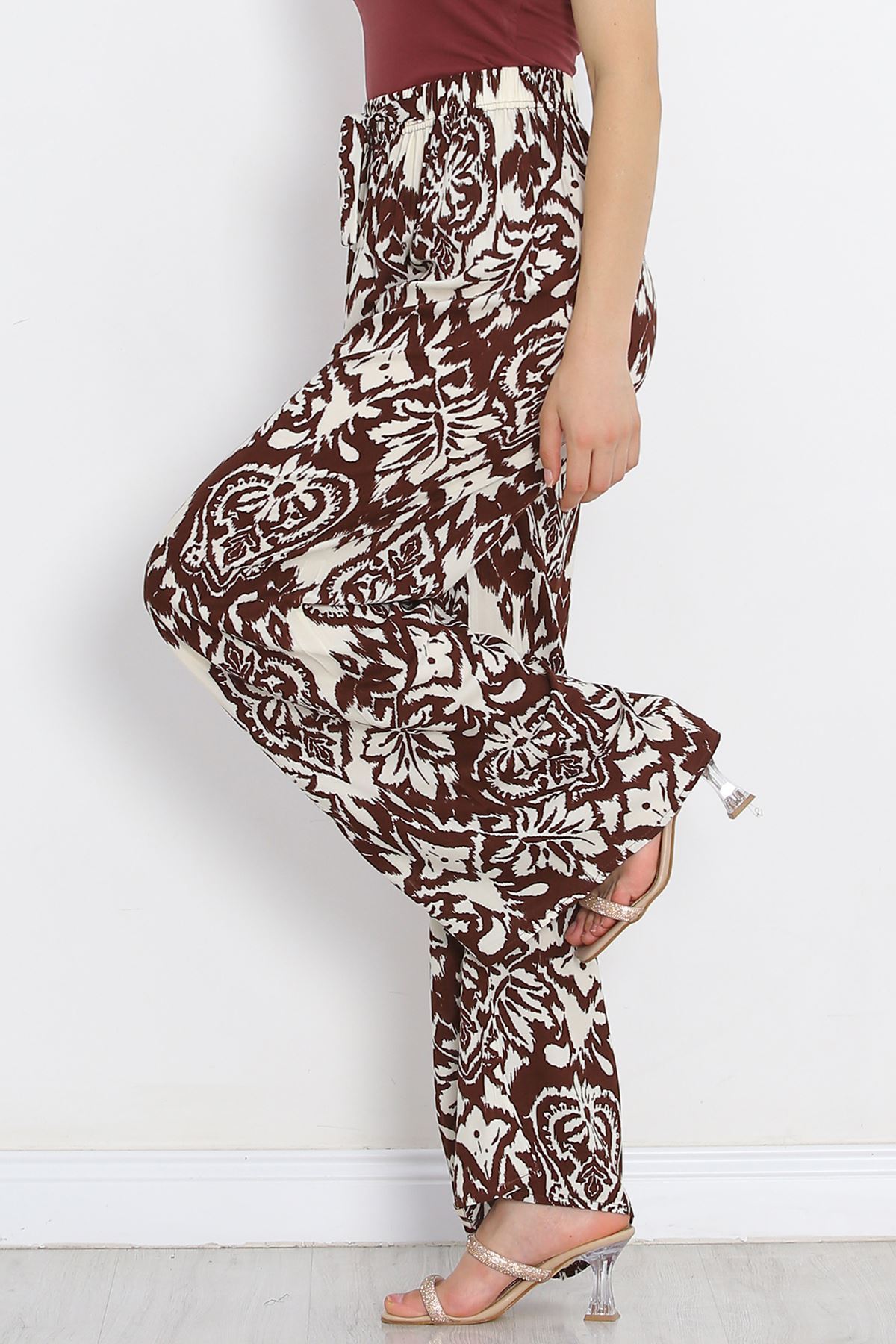 Patterned Woven Trousers Kahveekru