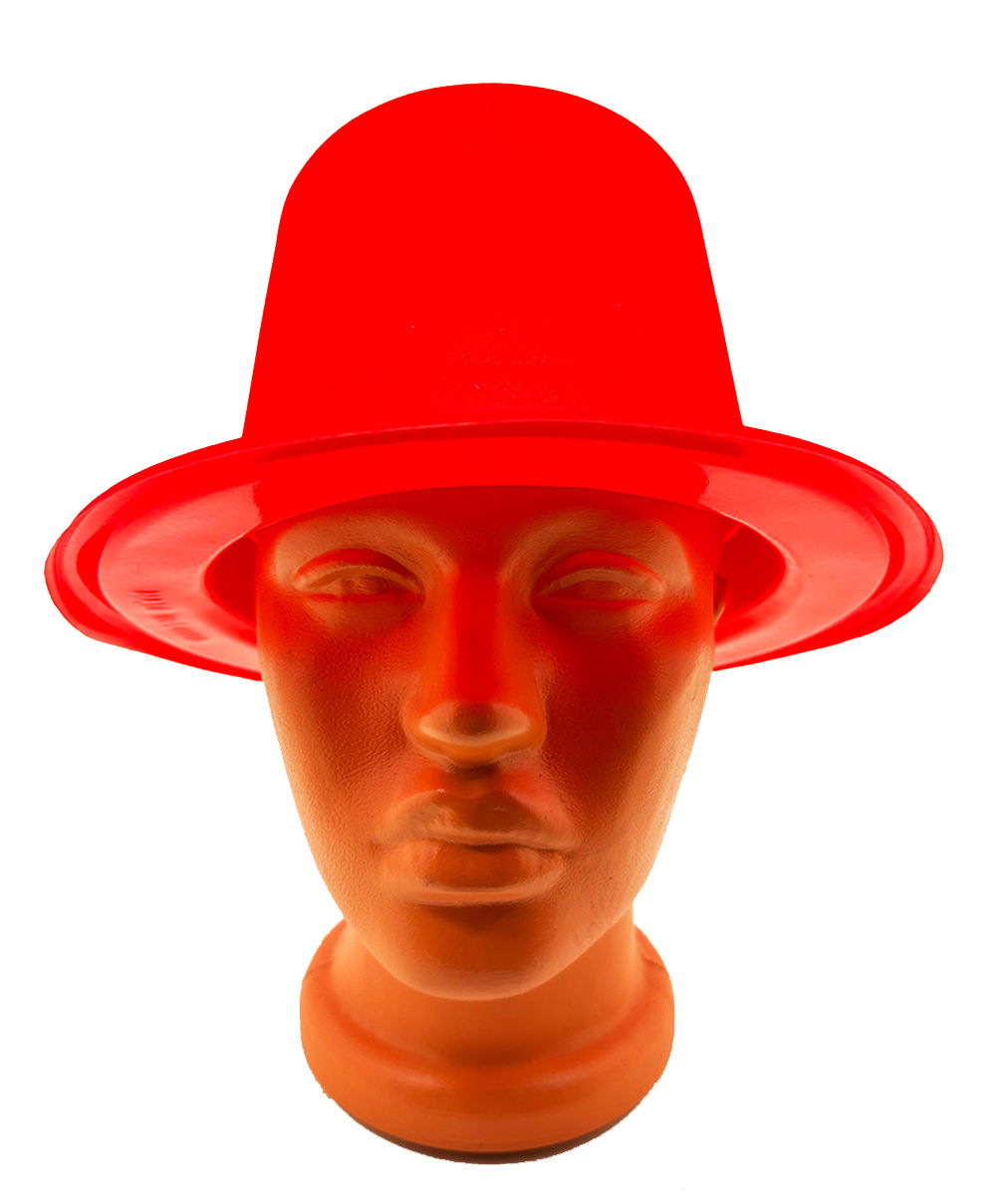 Red Color Plastic Nubuck Velvet Flocking Trilby Hat 11 cm