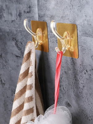 6pcs Gold Hook Hanger Strong Adhesive Kitchen Bathroom Hanger