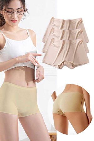 3 Pcs Women Seamless Invisible Invisible No Trace Mini Shorts Boxer Skin