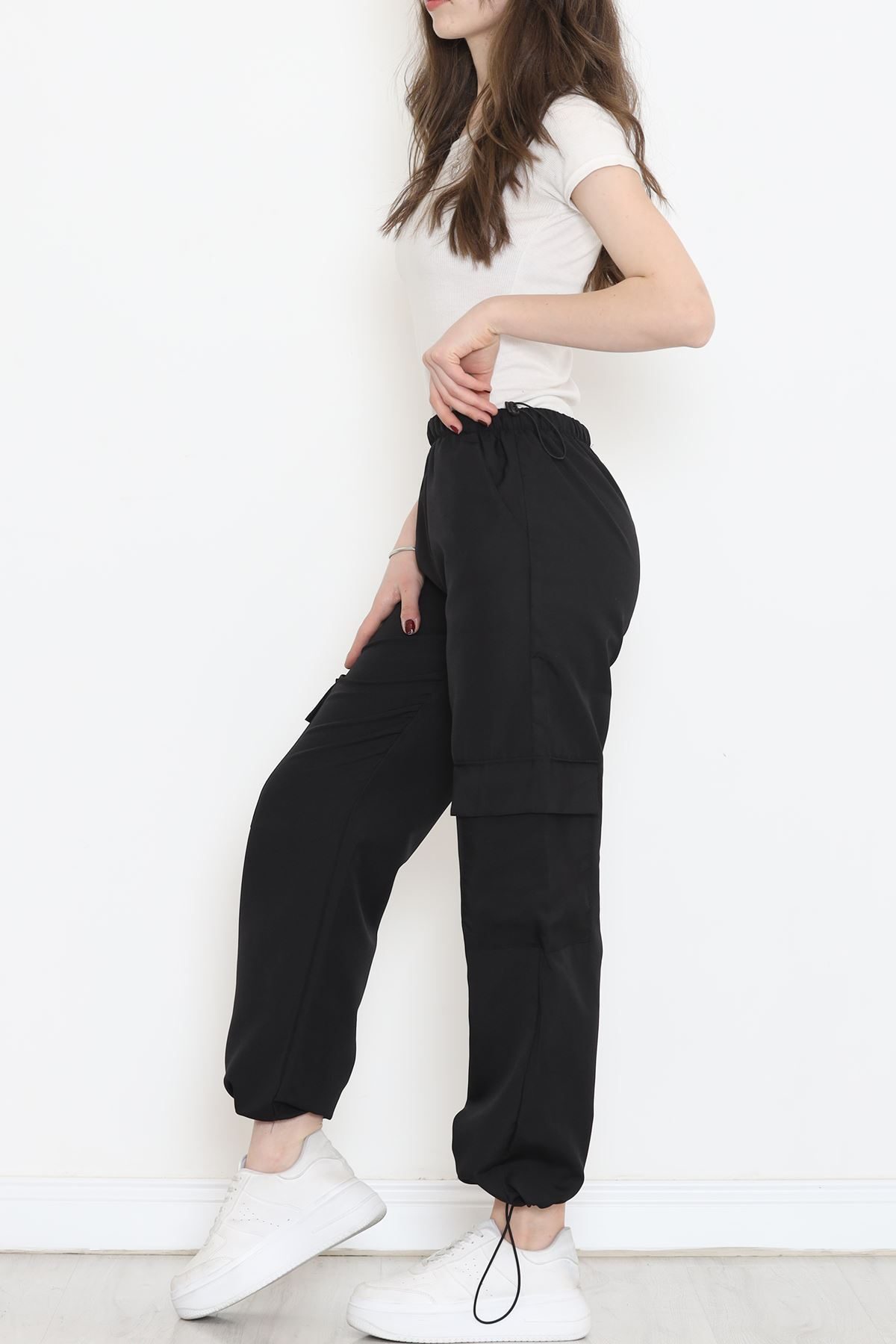 Cargo Pocket Parachute Fabric Pants Black