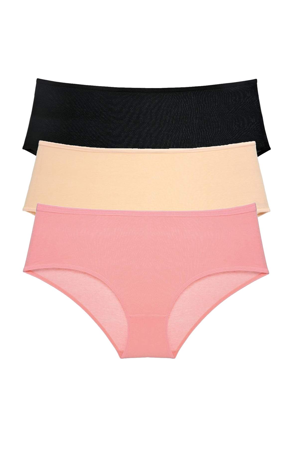 3Pcs Women High Waist Bato Panties Black Skin Powder