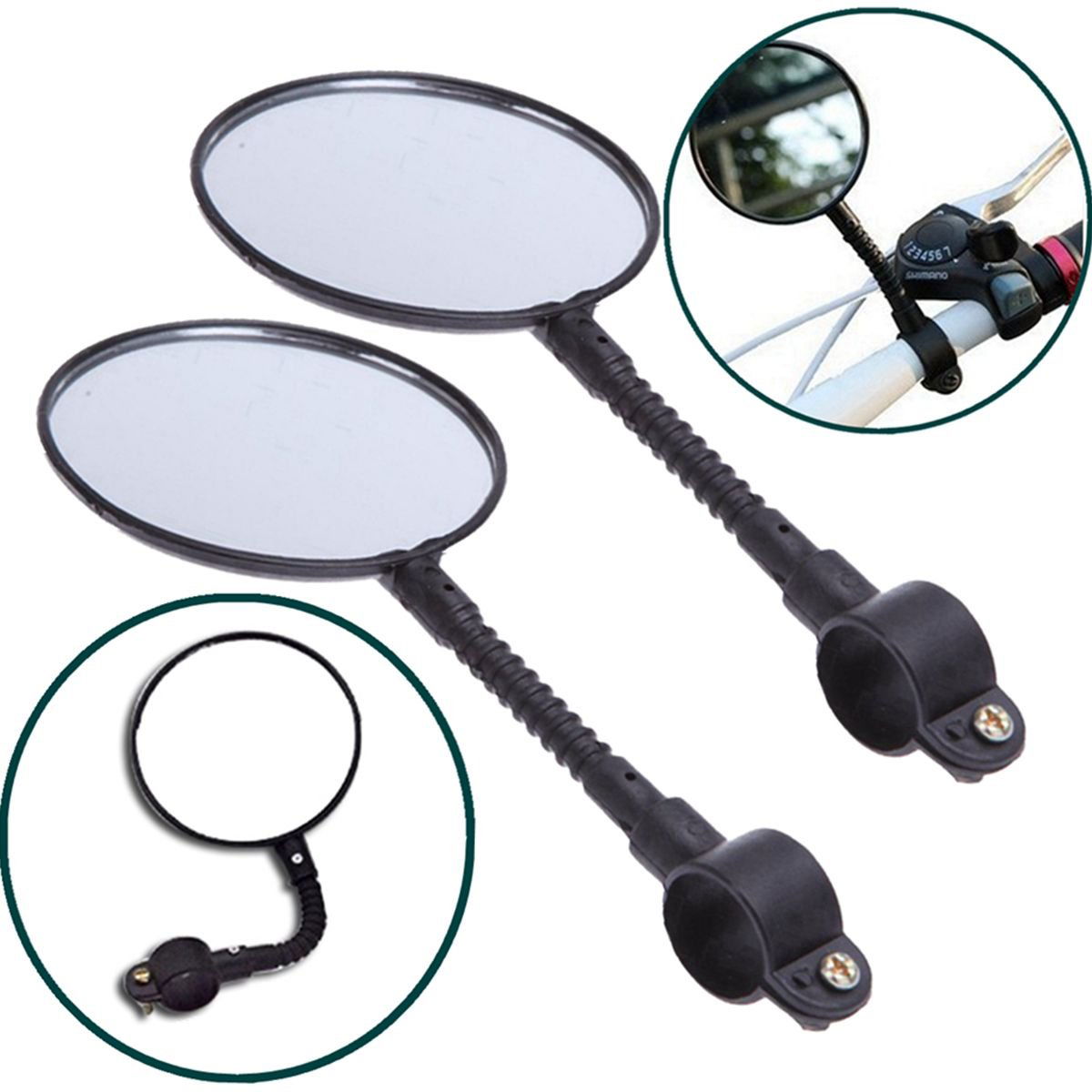 2 Pcs Bicycle Rearview Mirror Handlebar Fixed Rear View Mirror