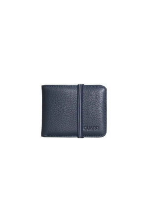 Elastic Sports Genuine Leather Navy Blue Wallet