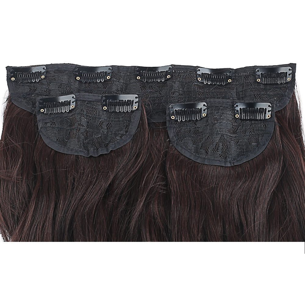 Kanekalon Fiber Synthetic Wavy Half Moon + 2 Side Hair Snaps / Dark Brown