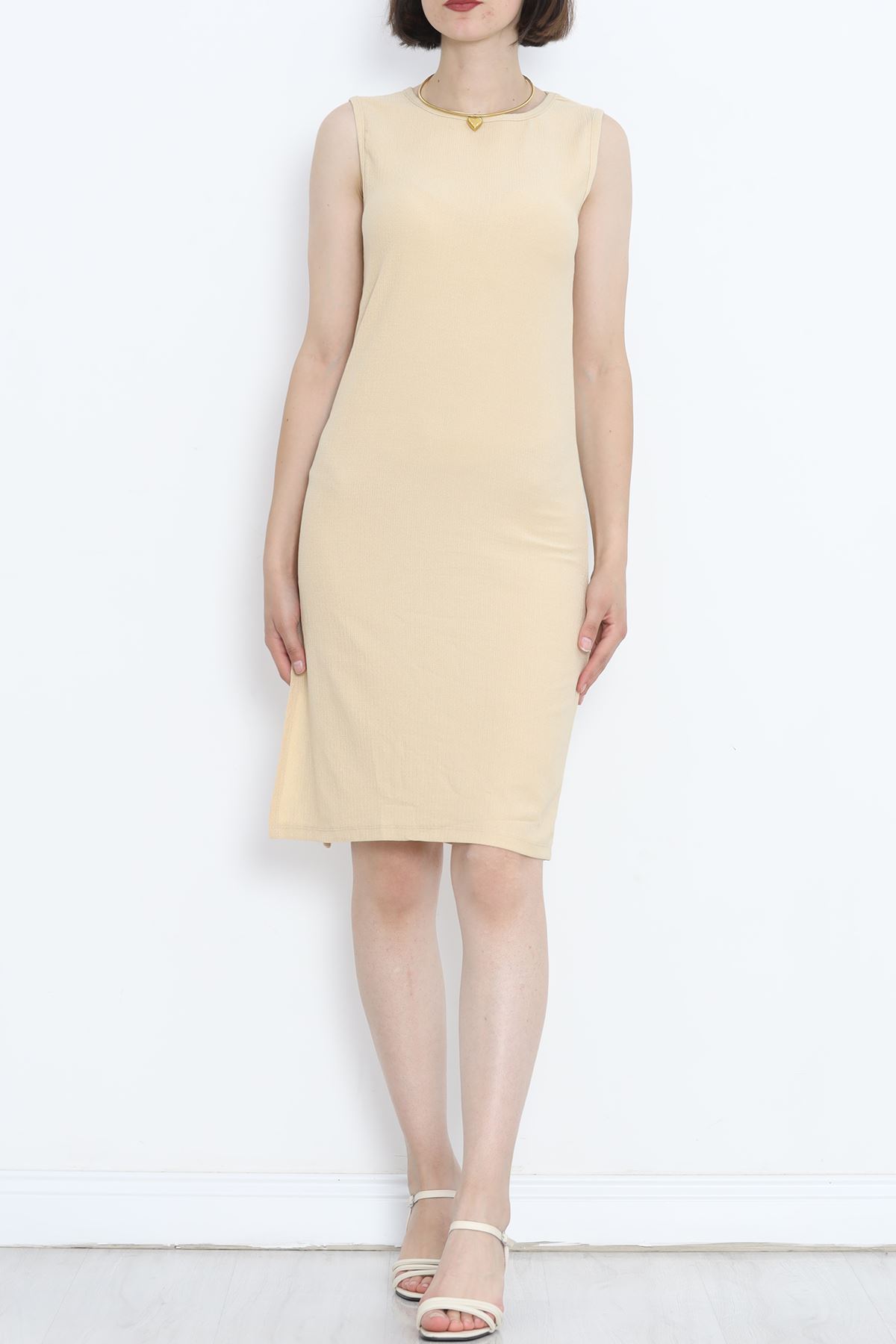 Crew Neck Dress Beige