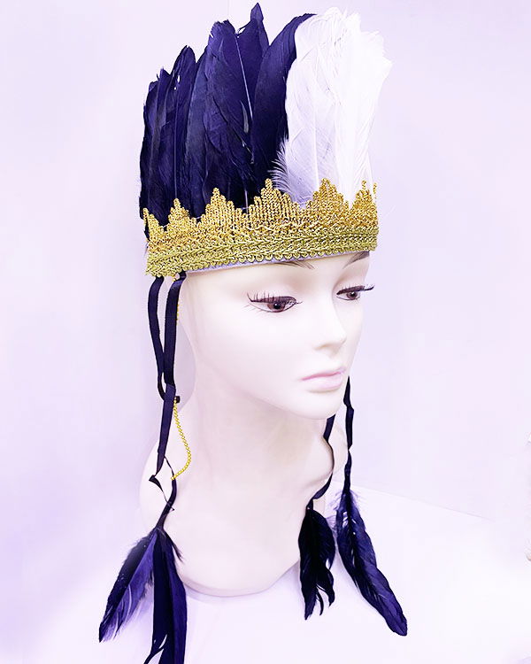 Black White Color Feathered Indian Headgear | Fan Headgear