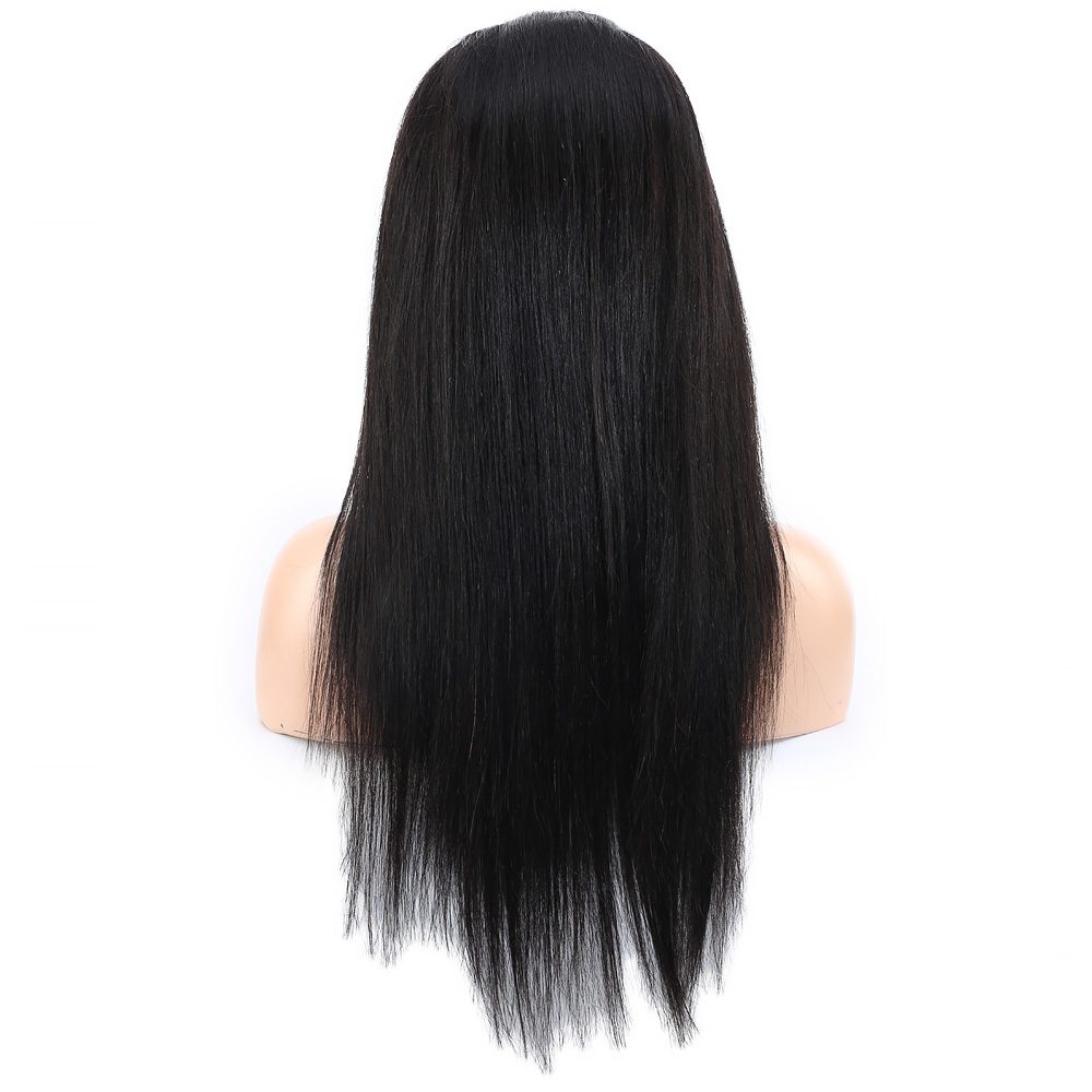 Front Lace Real Hair Tulle Wig Straight / Natural / 60/65cm