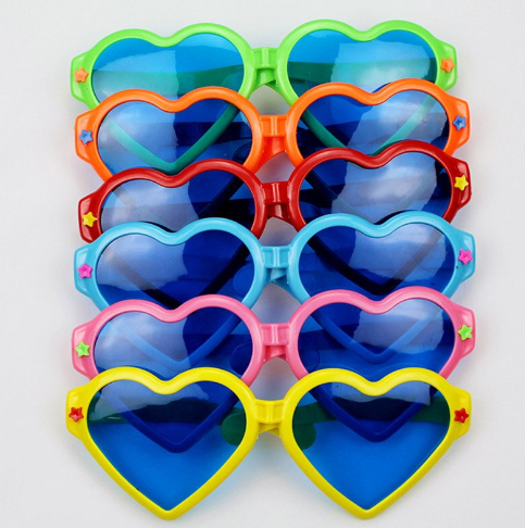 Mega Size Big Heart Shaped Party Glasses 12 Pcs Colorful